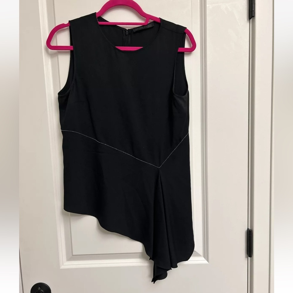 Fabiana Filippi size S silk blend sleeveless cascade hem top w/ metallic beading